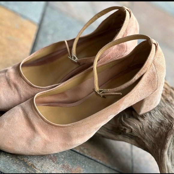 Shrimp pink vintage MOROBE Luxury House Soft Suede Block Heel Mary Janes Size 38 - Picture 12 of 16